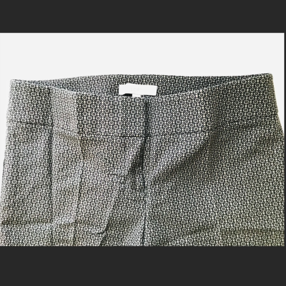 Loft black and dark grey geometric pattern print pants size 10